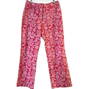 LILLY PULITZER Vintage Pink on Pink Citrus Floral Straight Cropped Pants, 2